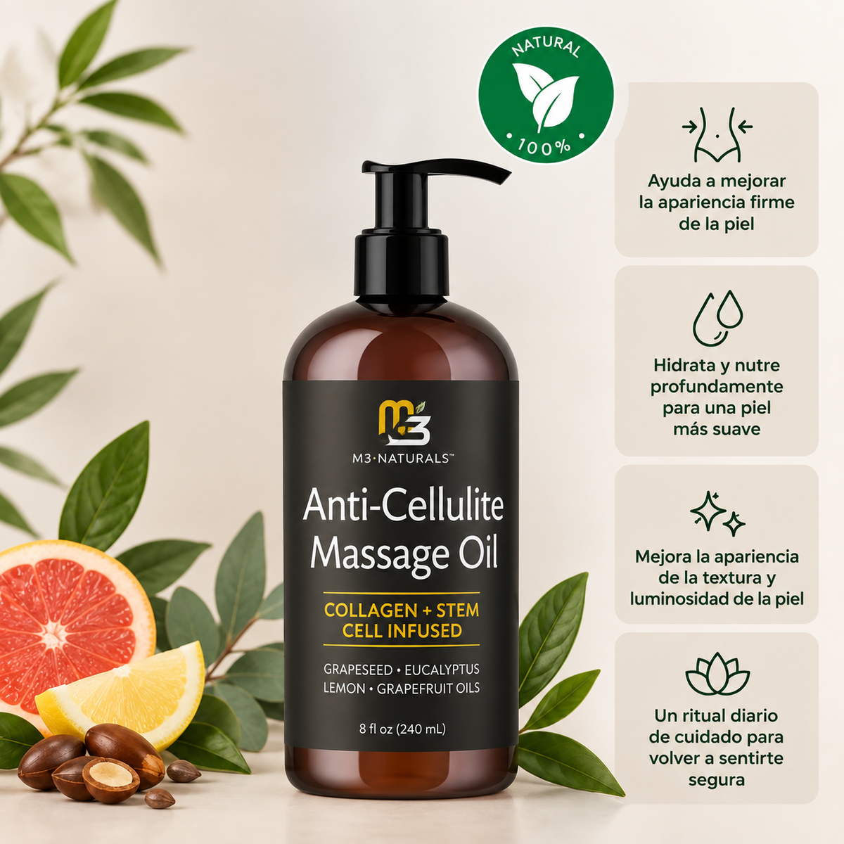 Aceite Corporal Reafirmante - Combate Celulitis, Flacidez y Arrugas